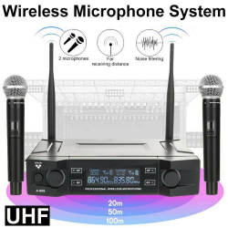 Professional 2 Channel UHF Wireless Dual Microphone Cordless