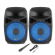 Vonyx 8" Active Bluetooth Disco Speakers DJ PA System 400W with Stands