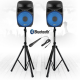 Vonyx 8" Active Bluetooth Disco Speakers DJ PA System 400W with Stands